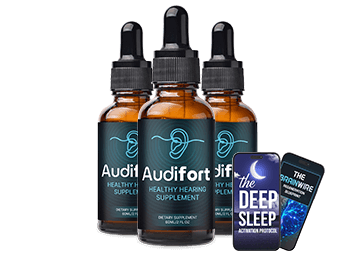 Audifort  review 3 bottles symbolizing natural hearing support supplements