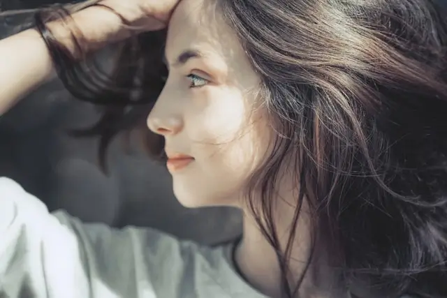 Healthy scalp and hair close-up showing natural shine